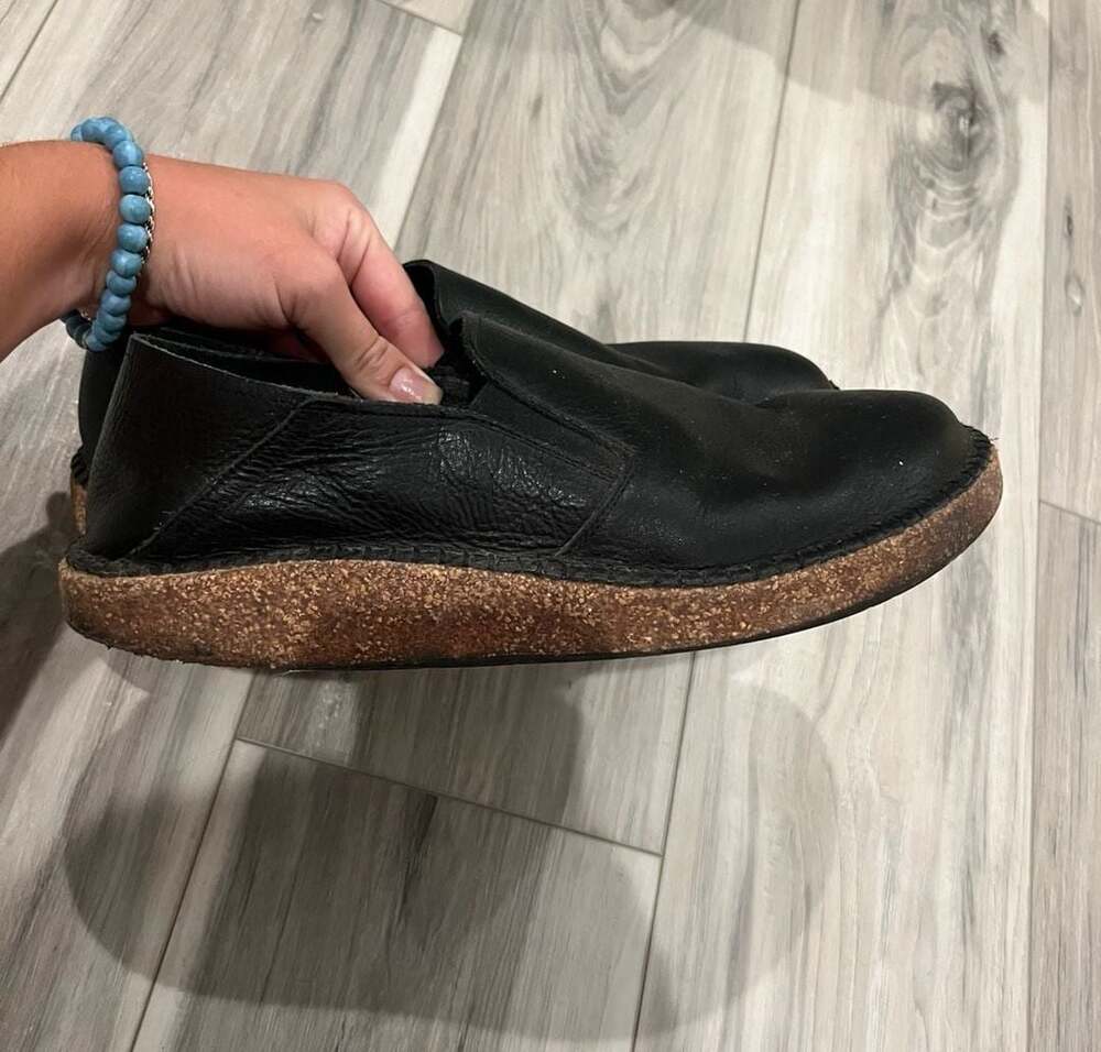 Birkenstock Callan Leather Slip On Size 44 Black Waxy Milled